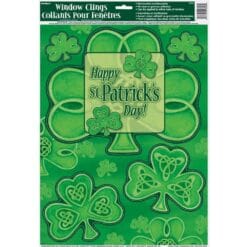 St Pats Clover Wndow Cling SHT