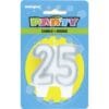 Number 25 Silver Candle