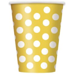 Sunflower Yellow w/White Dots Cups 12oz 6CT