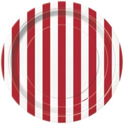 Red/White Stripe Plates 7" 8CT