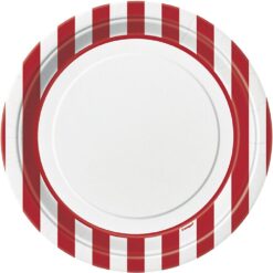 Red/White Stripe Plates 9" 8CT