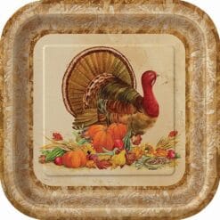 Rustic Turkey Plate SQR 9" 8CT