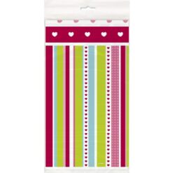 Valentine Stripe Tablecover Plastic