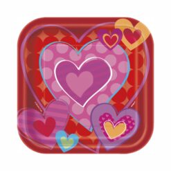 I Heart Valentines Plates SQR 7" 10CT