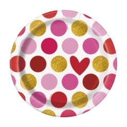 Happy Valentine Gold Plates 7" 8CT