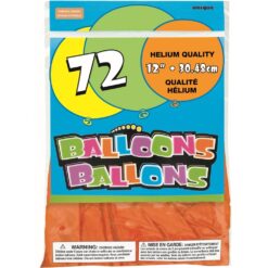 12'' Pumpkin Orange Latex Balloons 72Ct