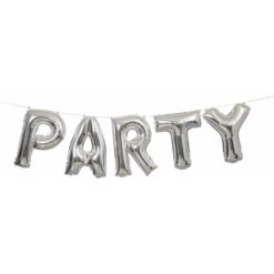 Silver PARTY Letter Mylar Balloon Banner Kit 14"