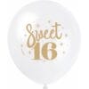 12" WHT GLD Sweet 16 LTX Balloon 8CT