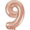 34&Quot; Nbr Rose Gold #9 Mylar Balloon