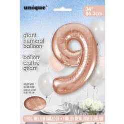 34" NBR Rose Gold #9 Mylar Balloon