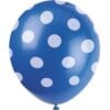 12" Royal Blue w/White Dots Latex Balloons 6CT