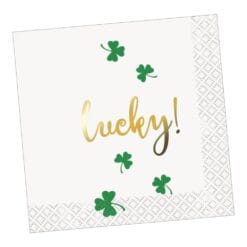 Gold Lucky Shamrock Napkins Beverage 16CT