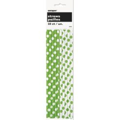 Lme Green Dots Paper Straws 10CT