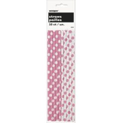 Hot Pink w/Dots Paper Straws 10CT