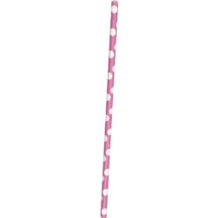 Hot Pink w/Dots Paper Straws 10CT