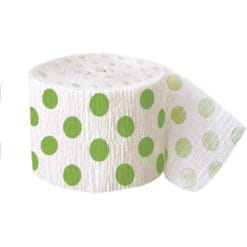 Green-Lime Dots Crepe Streamer 30Ft