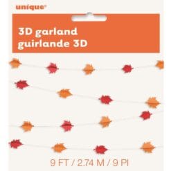 Fall Leaves 3D Paper Garland 9FT
