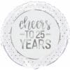 18&Quot; Rnd Silver Cheers To 25 Yrs Blln