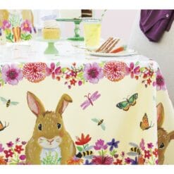 Floral Easter Bunny Table Cover Plastic 54" x 84"