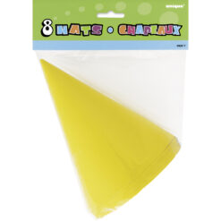 Party Hats Yellow Cone 8CT