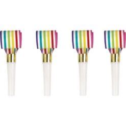 Rainbow Stripe Squawker Blowouts 8CT