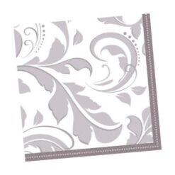 Silver Elegant Scroll Napkins Beverage 16CT