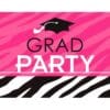 Pink & Zebra Grad Party Invites 50CT 2 Pink &Amp; Zebra Grad Party Invites 50Ct