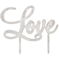 Cake Topper "Love" Silver w/Gems
