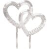 Cake Topper Silver Double Heart