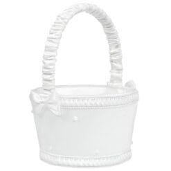 Flower Basket - White with Faux Pearls