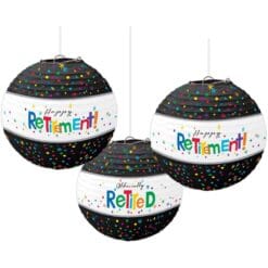 Retirement Paper Lanterns 9.5" 3CT