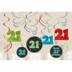 21st Brilliant Birthday Swirl Decor
