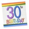30Th Rainbow Birthday Beverage Napkins 16Ct