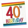 40th Rainbow Birthday Beverage Napkins 16CT