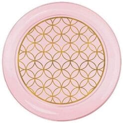 New Pink Printed Plates Plastic 9" 20CT