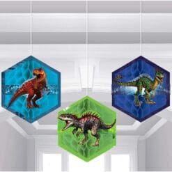 Jurrasic World™ Honeycomb Hanging Decorations 7.5in 3CT