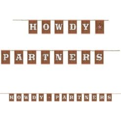 Western Themed "Howdy Partners" Letter Banner - 11 ft x 12.5"