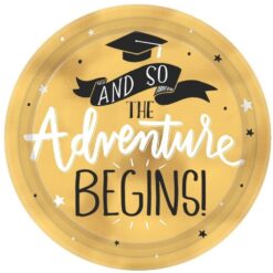 Grad Adventure Begins Plates Gold 7" 8CT