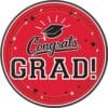 Red Congrats Grad Plates 9” 18CT