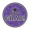 Purple Congrats Grad Plates 7” 18Ct