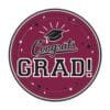 Burgundy Congrats Grad Plates 7” 18CT