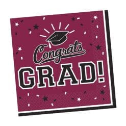 Burgundy Grad Napkins Beverage 36CT
