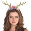 Golden Deer Antlers w/Floral Headband