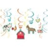 Barnyard Birthday Swirl Decorations 12Ct