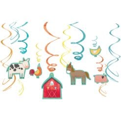 Barnyard Birthday Swirl Decorations 12CT