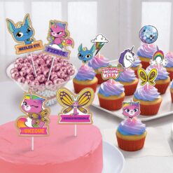 Rainbow Butterfly Unicorn Kitty Cake/Cupcake Toppers