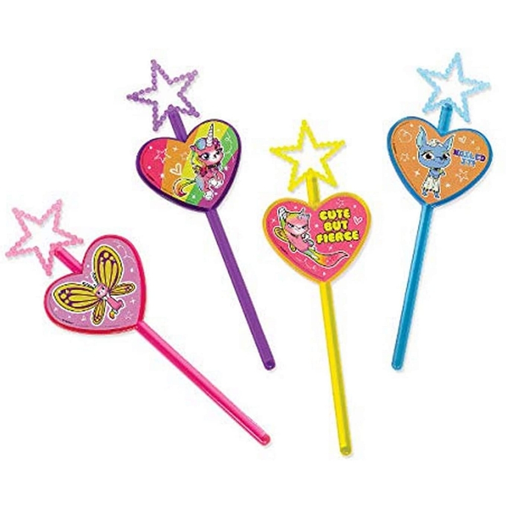Rainbow Butterfly Unicon Kitty Favor Wands 8CT 3 Rainbow Butterfly Unicon Kitty Favor Wands 8Ct