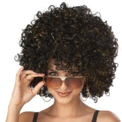 Disco Glitter Wig Black w/Gold Accents