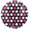 18&Quot; Rnd Blk W/Pink &Amp; White Dots Foil Bln