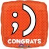 18" SQR Texting Congrats Orange Foil 2 18&Quot; Sqr Texting Congrats Orange Foil